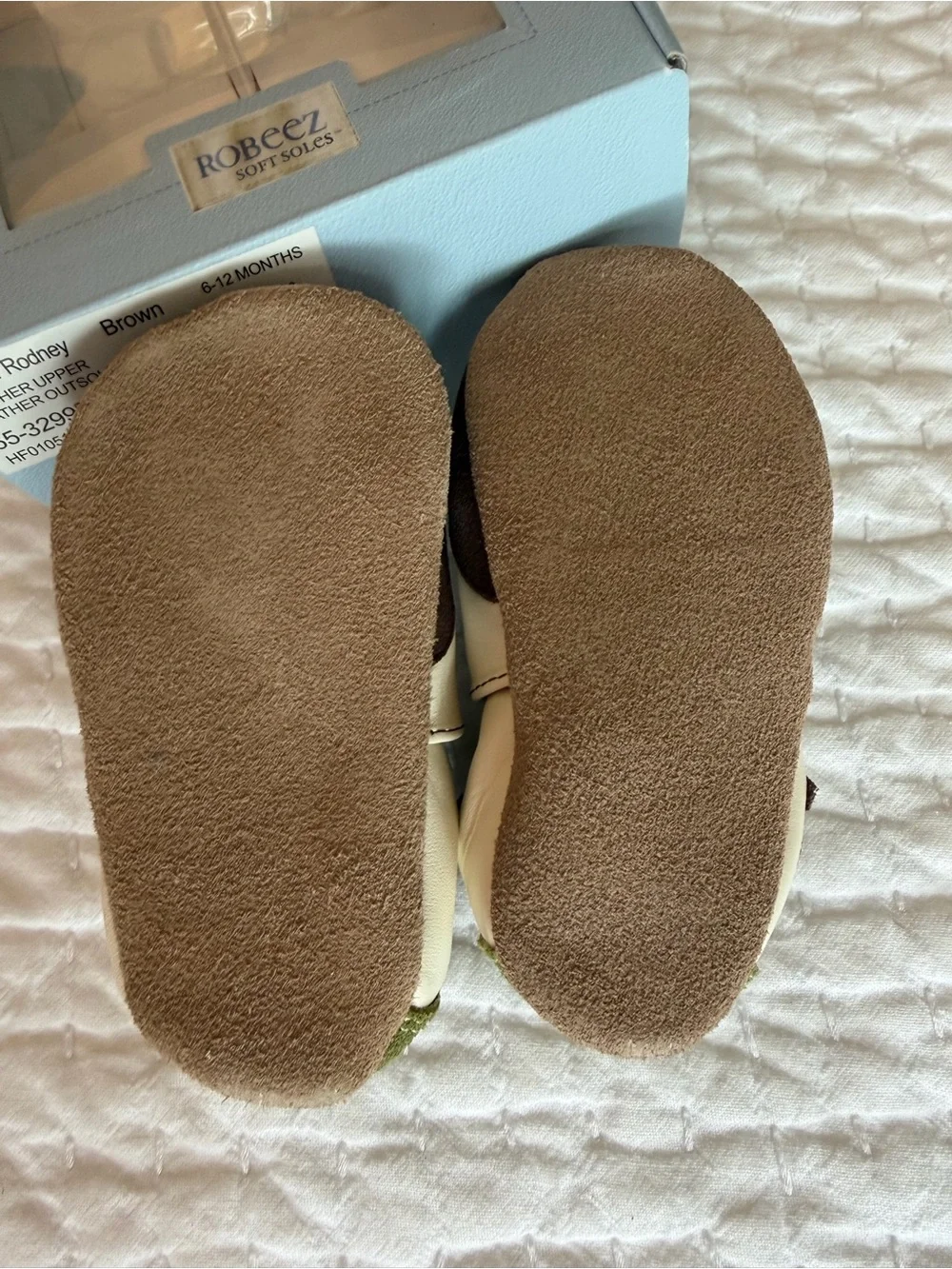Robeez “All Star Rodney” Green and White Baseball Baby Shoes - Soft Soles NWT